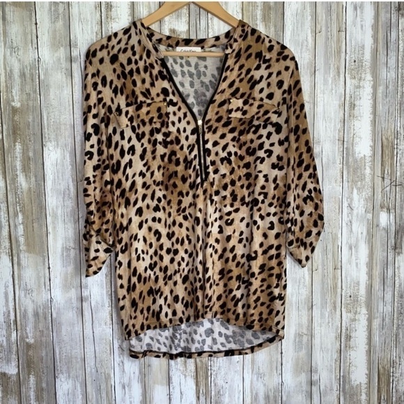 Calvin Klein Tops - Calvin Klein Leopard High Low Blouse